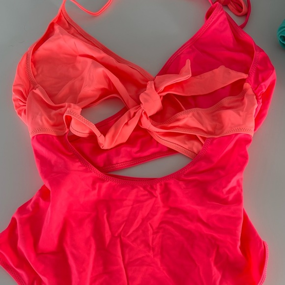 Popvil Neon Coral Cut-Out One Piece Swimsuit XL - Picture 2 of 3